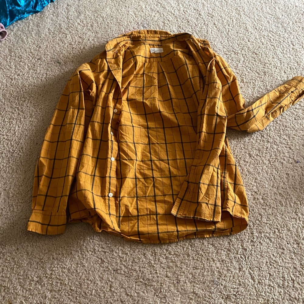 Old Navy Mustard Plaid Hoodie